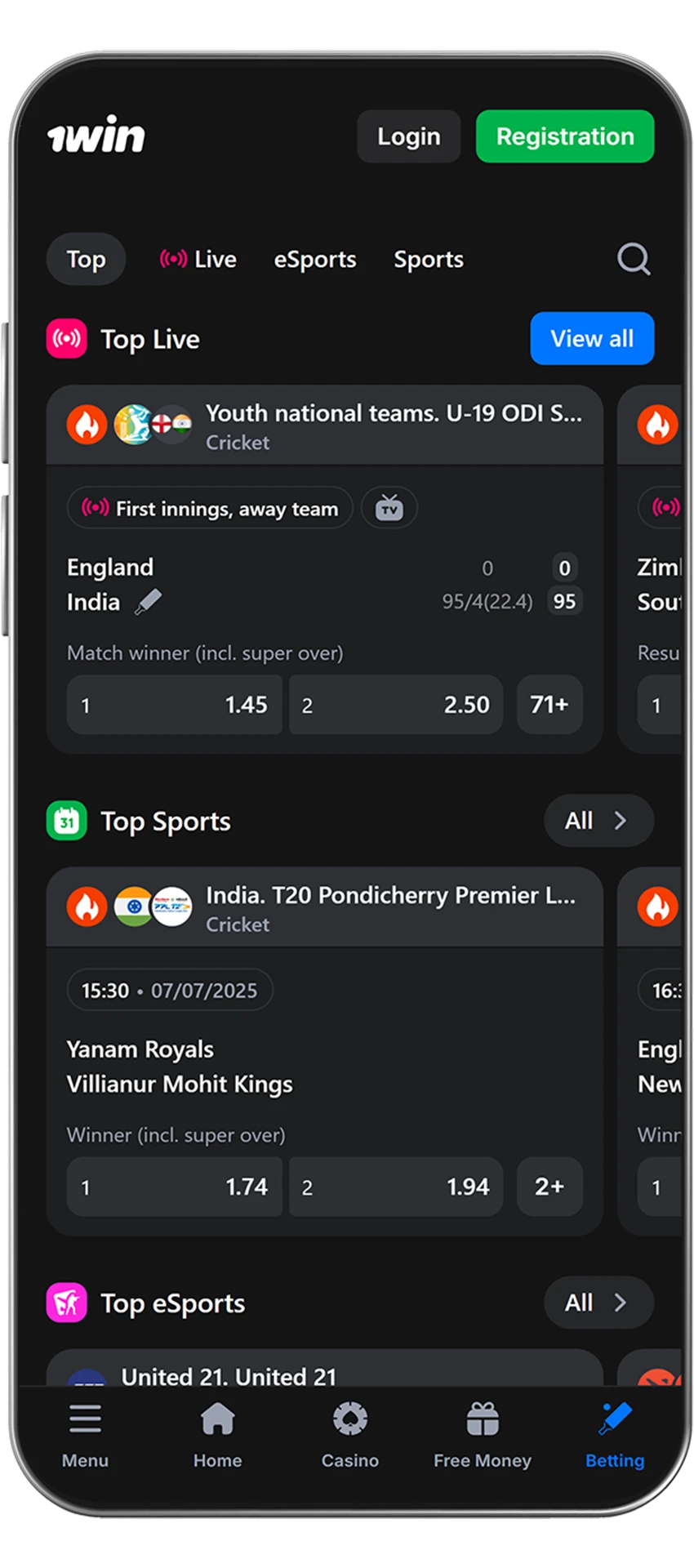 Exciting sporting events on 1win