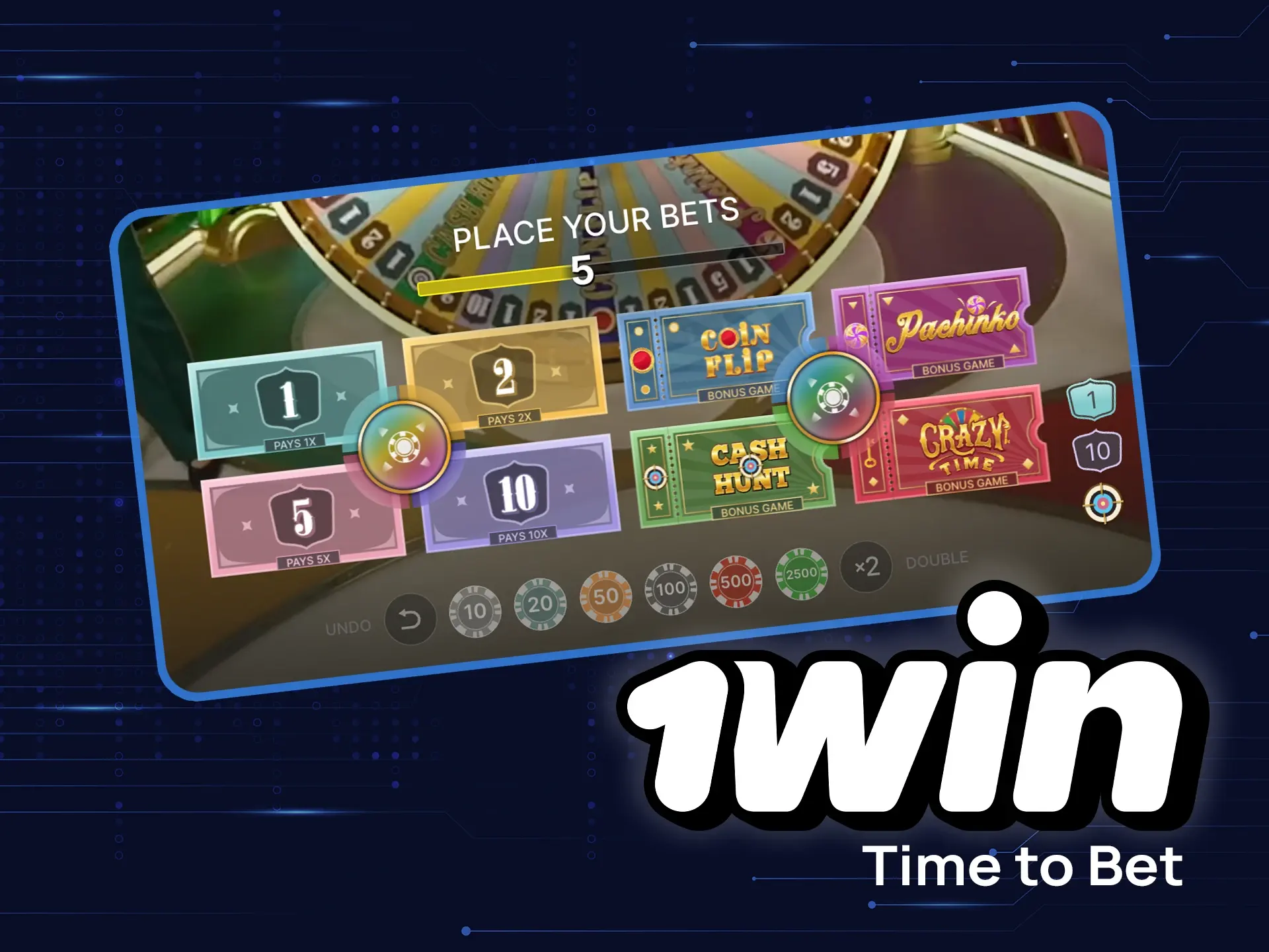 Hurry up and place your bet in Crazy Time on 1win before the round starts.